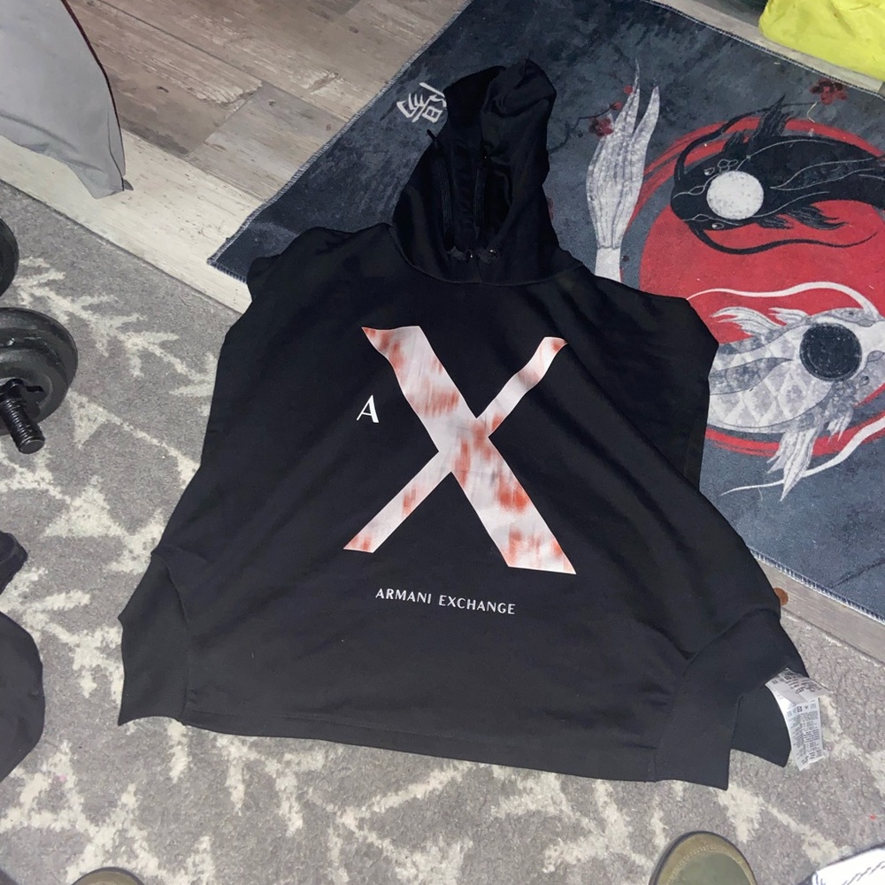 Armani no sleeve hoodie